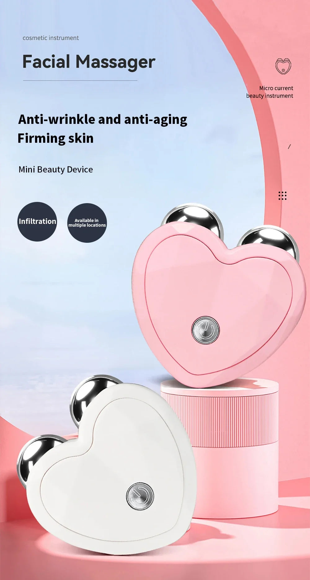 Microcurrent face lifting device with 3 extra modes