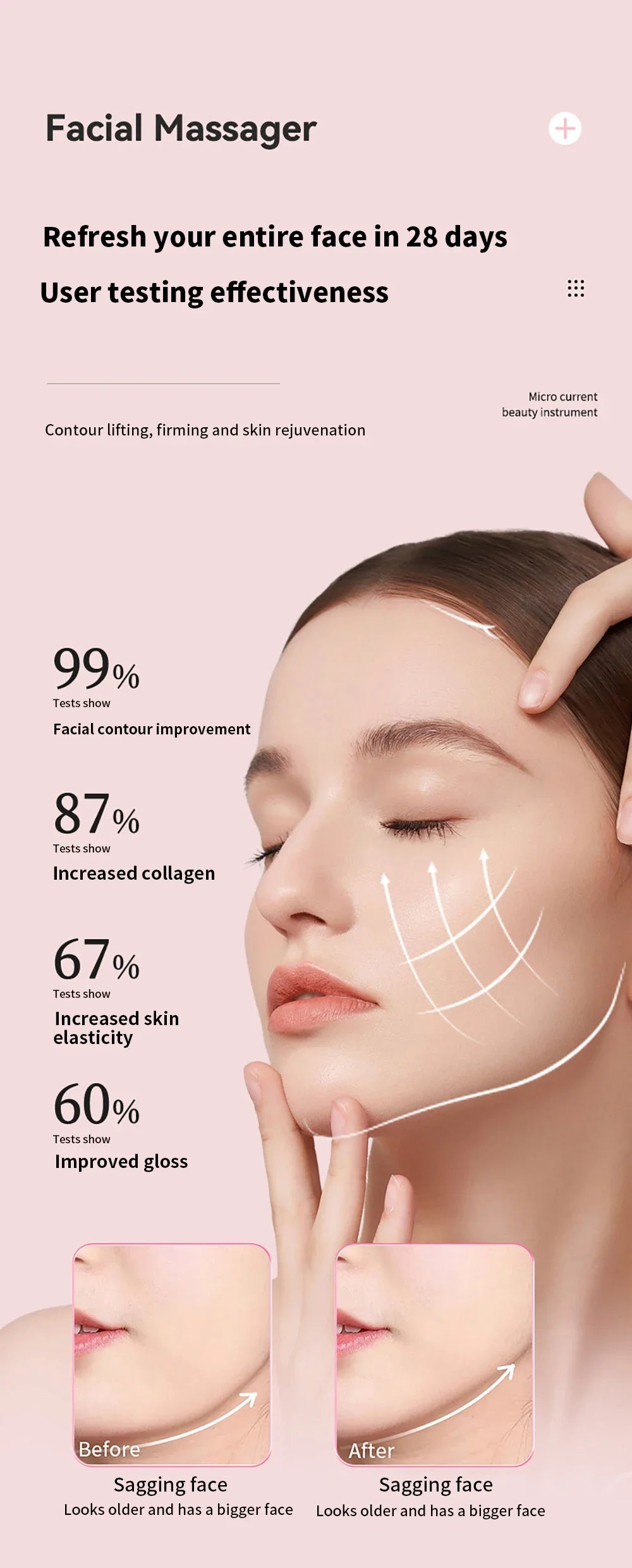 Microcurrent face lifting device with 3 extra modes