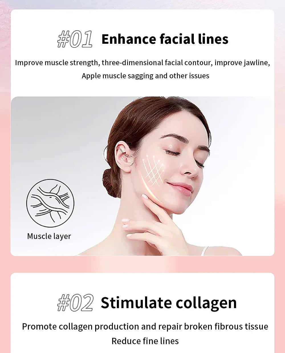 Microcurrent face lifting device with 3 extra modes