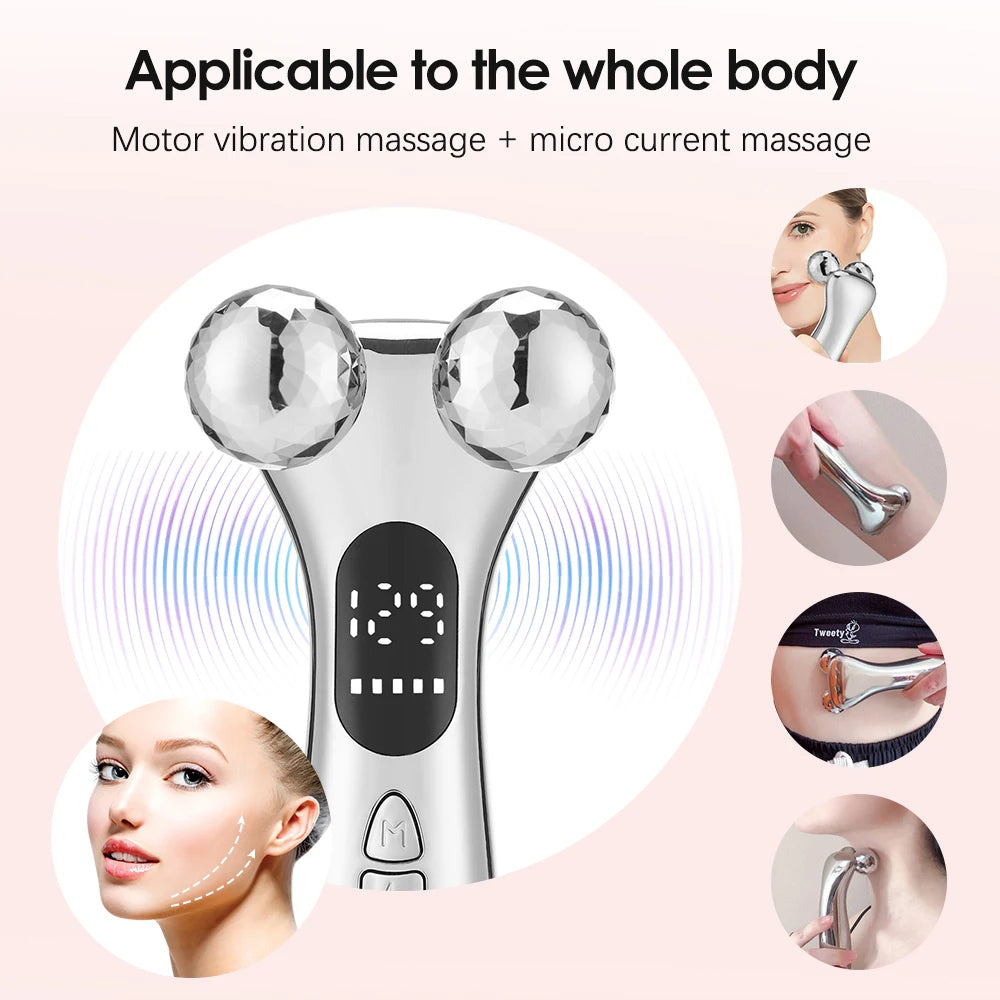 Facial massage roller device