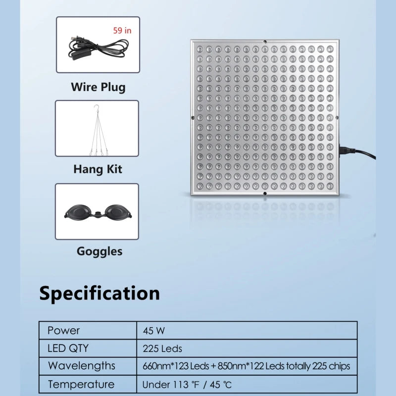 Red light therapy panel