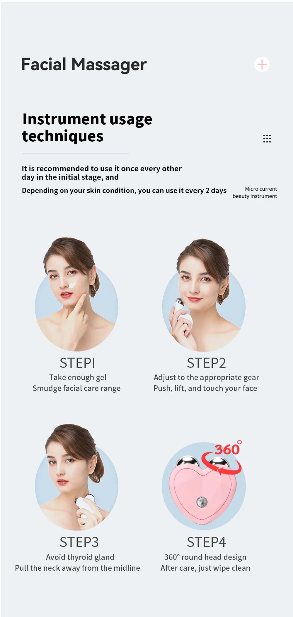 Microcurrent face lifting device with 3 extra modes