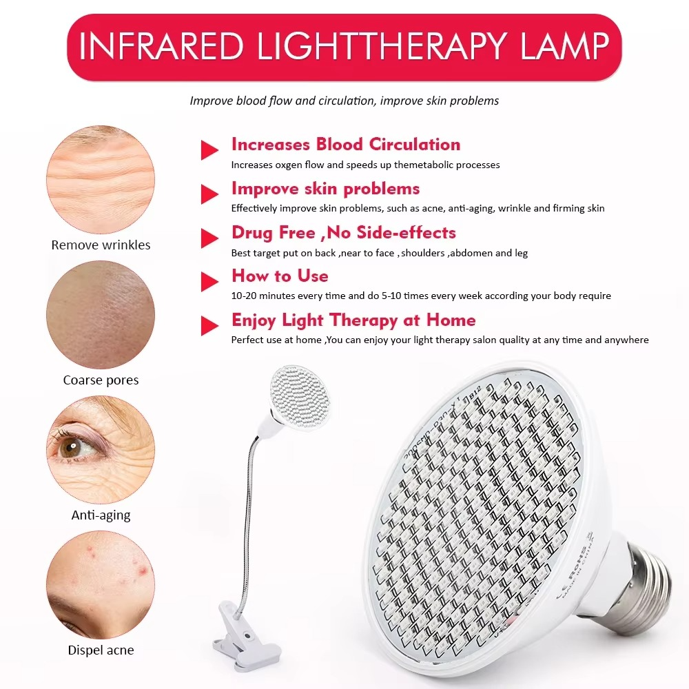 Red light therapy lamp