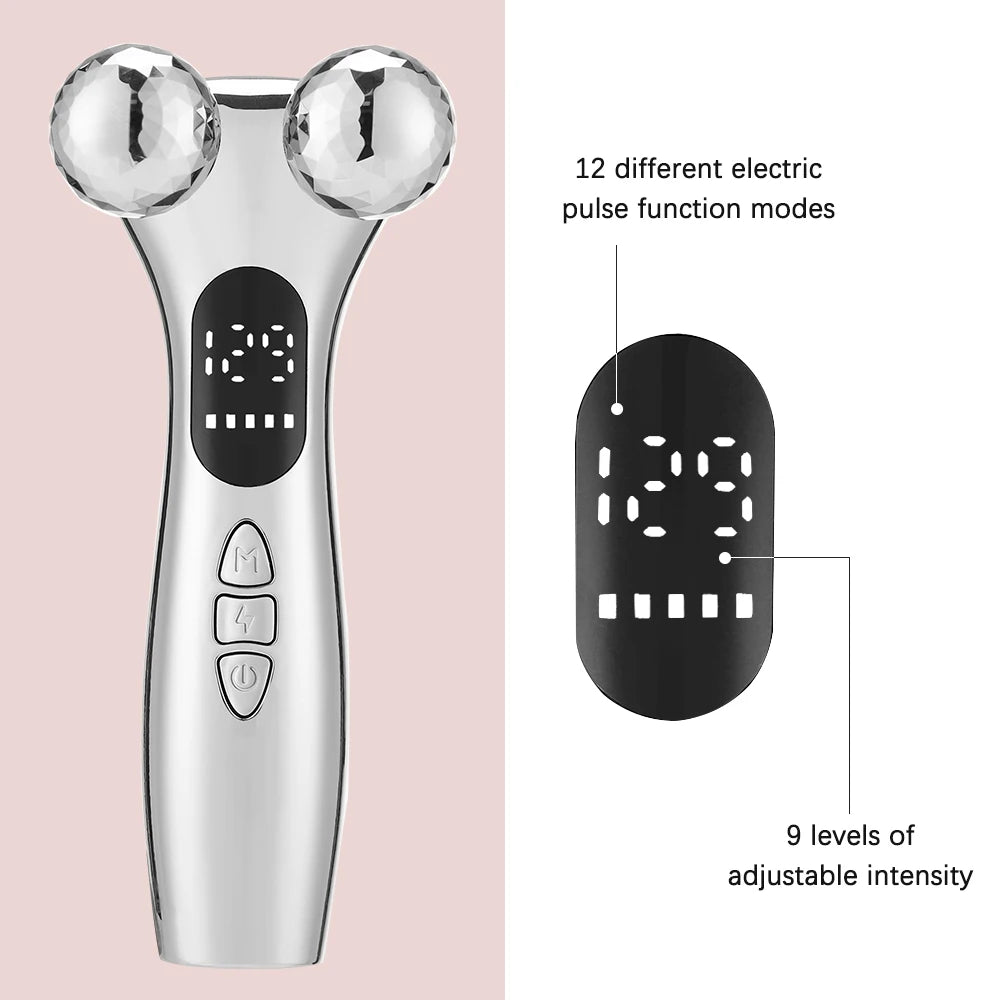 Facial massage roller device