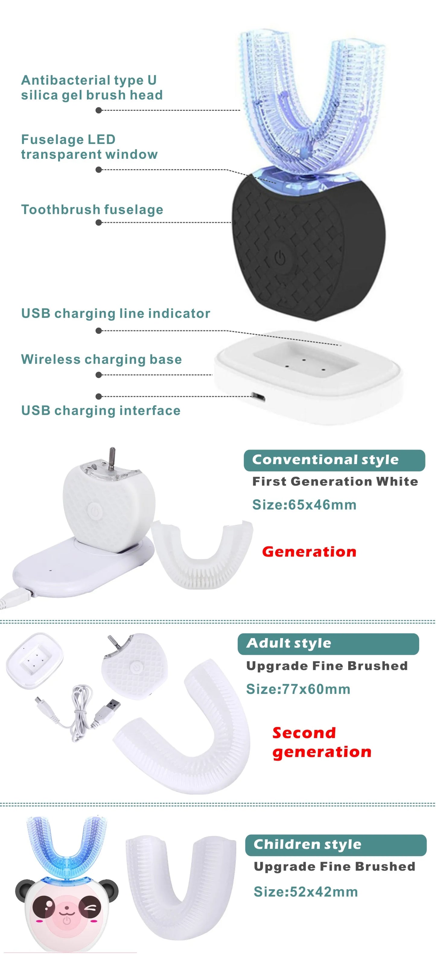 U-Shaped Automatic Electric Toothbrush