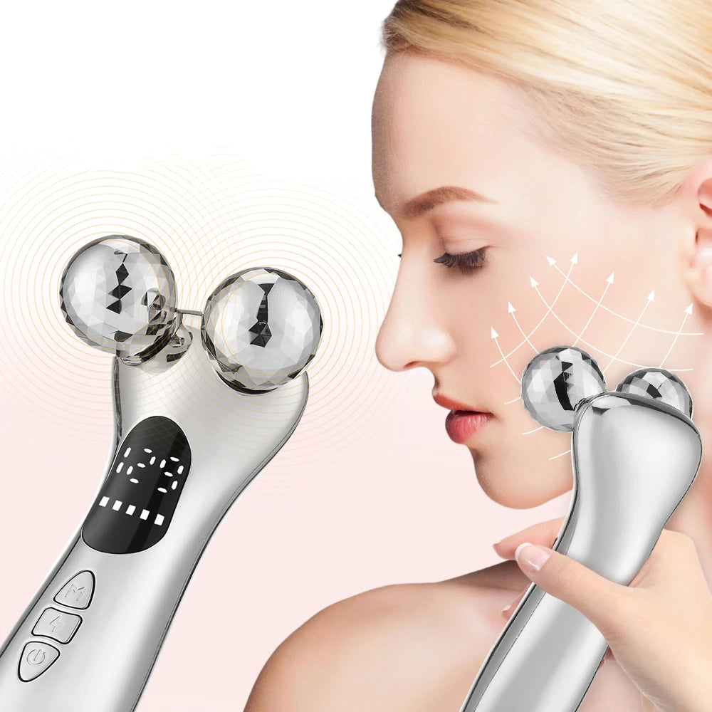 Facial massage roller device