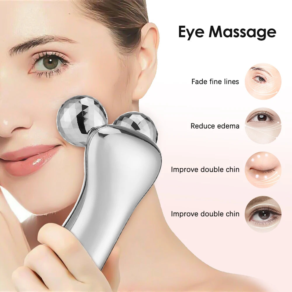 Facial massage roller device