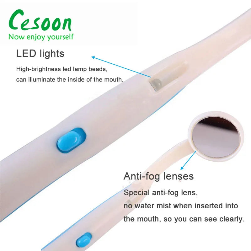 Dental mirror with light