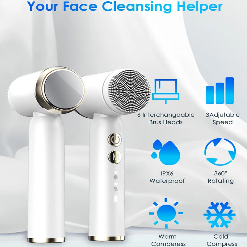6 in 1 Ultrasonic Electric Face Cleansing Brush